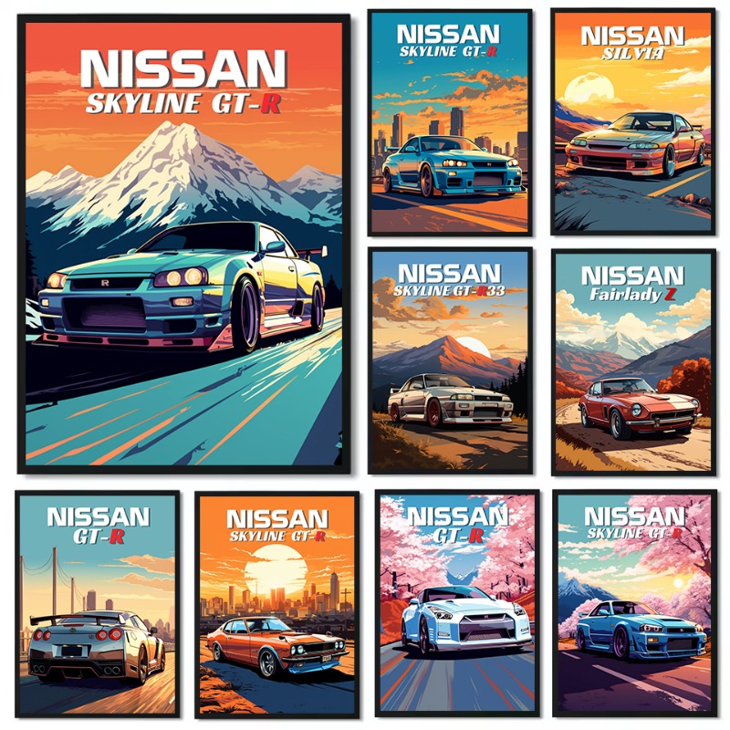 Japanese Lifestyle Home - Póster Retro de coche deportivo clásico
