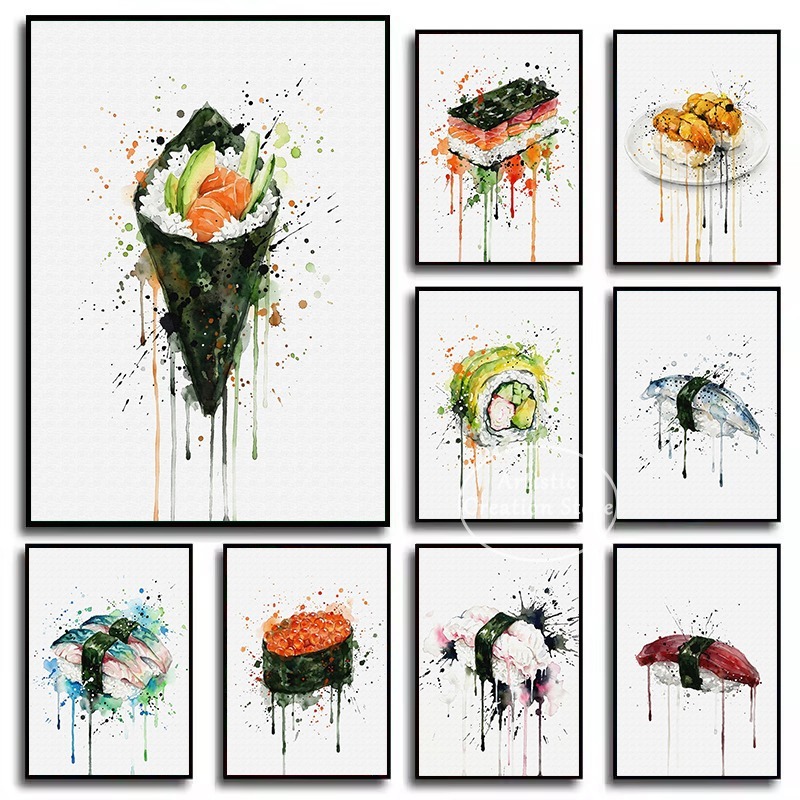 Japanese Lifestyle And Food - Póster de Acuarela de Comida Japonesa: